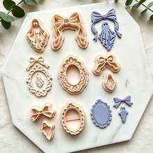 Halloween Creative Ghost Bow Polymer Clay Mold, Halloween Theme Soft Clay Jewelry Making Mold, Cute Ghost Frame Handmade Earring Mold - Apricot - View 2