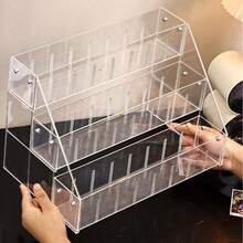1pc 3-Tier Transparent Acrylic Nail Polish Display Stand, Christmas Gift Multi-Layer Display Rack, Cosmetic Storage Organizer, Easy Assembly, Figurine Holder, Jewelry Stand, Storage Box, Suitable For Home Living Room Office Decor, Bedroom Desktop Organization, Birthday Gift - Clear - View 3
