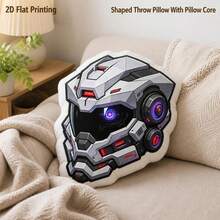 1 PC Futuristic Mecha Helmet Graphic Print 2D Flat Printing Shaped Stuffed Throw Pillow Decorative Cushion Pillow For Gift Bedroom Sofa Room Party Decor - Multicolor - View 5
