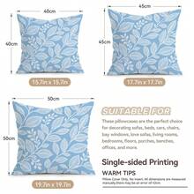 4pcs/1pc Blue And White Leaf Pattern Pillow Case Without Insert, Single-Sided Printed Pillow Case, Suitable For Living Room, Bedroom, Home Decor, All Season Pillow Case - Multicolor - View 2