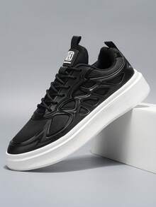 Sepatu Olahraga Pria - Bernapas & Nyaman, Sol Tebal, Desain Low-Top, Cocok Untuk Pakaian Kasual Dan Atletik, Sepanjang Musim - Hitam - View 1