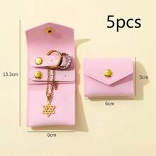 1 buah/5 buah Tas Penyimpanan Perhiasan Gulung, Tas Gulung Perhiasan Mini Ultra Kecil, Tas Penyimpanan Anting Cincin Kalung, Tas Penyimpanan Perhiasan Rumah Tangga - MultiWarna - View 36