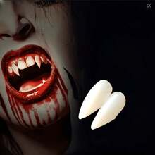 4 Pairs Cold White Vampire Fangs, Vampire Teeth, Zombie Fake Teeth Simulation Teeth Props, Halloween Vampire Fake Teeth, Zombie Teeth, Little Tiger Teeth Cosplay Halloween Makeup Props, Cosplay Photo Props, LARP Party Fun Items, Stage Performance Accessories, Need To Be Used With Dental Glue To Attach To Teeth - Multicolor - View 2