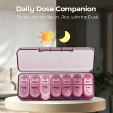 Portable Weekly Pill Organizer, Medication Storage Box, Clear Sun And Moon Icons To Prevent Missed Doses, Compact Pill Box, Easy Open And Close Design, Waterproof And Moisture-Proof, Suitable For Travel, Office And Christmas Gift - one-size - View 14