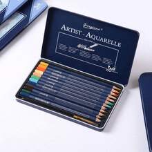 Water-Soluble Colored Pencil Set, Thick Triangular Wooden Body, Exquisite Drawing Colored Pencils - Multicolor - View 1