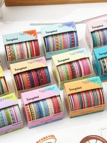 10 Rolls/Box Clear Sky Themed Washi Tape, DIY Colorful Tape, For Stationery, Journals, Scrapbooking Decoration, A Gift For Friends - Multicolor - View 1