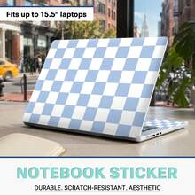 Minimalist Light-Colored Plaid Laptop Skin Kit, Premium Vinyl Film Covers Laptop Top Cover And Palm Rest, Scratch-Resistant And Waterproof, Easy To Remove Without Residue, Compatible With Most 15.5" And Smaller Laptops - View 1