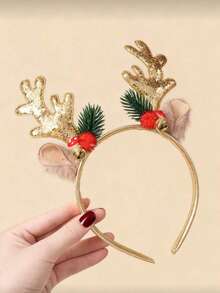 1 buah Bando Tanduk Rusa Natal, Hadiah Dekorasi Liburan, Aksesori Rambut, Cocok untuk Pakaian Liburan - MultiWarna - View 5