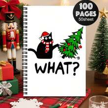 1pc A5 Spiral Coil Notebook - Christmas Spiral Notebook Diary - Ideal Holiday Gift And Notebook - Cover Features Santa Claus Design, Red Background With Snowflake And Candy Cane Patterns - Perfect For Holiday Office Needs Back To School Back To School - Christmas Notebook - View 6