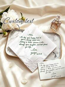Custom Personalized Wedding Handkerchiefs – Embroidered Text And Tassel Accents; Elegant Lace Accessories For Weddings And Bachelorette Parties - Multicolor - View 3