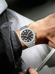 Never-Stop Men's Quartz Watch Octagonal Vertical Stripe Calendar Small Dial Metal Steel Band Business Men's Watch Multi-Color Suitable For Daily Wear And Various Holiday Gifts - one-size - View 6