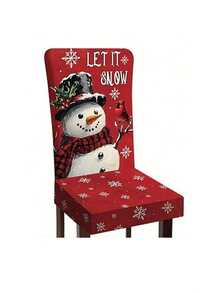 6pcs Dokriy Polyester Christmas Chair Covers - Elastic Stretch Closure, Red And Striped, With Snowman, Tree, Santa Claus, Let It Snow Design, Machine Washable, Suitable For Dining Room, Kitchen, Home Party Decoration, Christmas Chair Covers - A - View 18