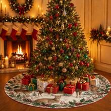 1pc Reindeer Pattern Christmas Tree Skirt, Elegant Color Holiday Decor, 5 Sizes, Unisex Holiday Gift, Suitable For Home And Party Christmas Home Decoration - Moose - View 6