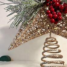 1pc 11.5 Inch Christmas Tree Topper Star, Shiny Gold Sequin Plastic Star, Suitable For Holiday Party Home Decor, Fireplace Mantel Shelf Tabletop Centerpiece, Durable Non-Fading, Lightweight Easy To Install, Indoor Outdoor Christmas New Year Wedding Universal - Multicolor - View 9