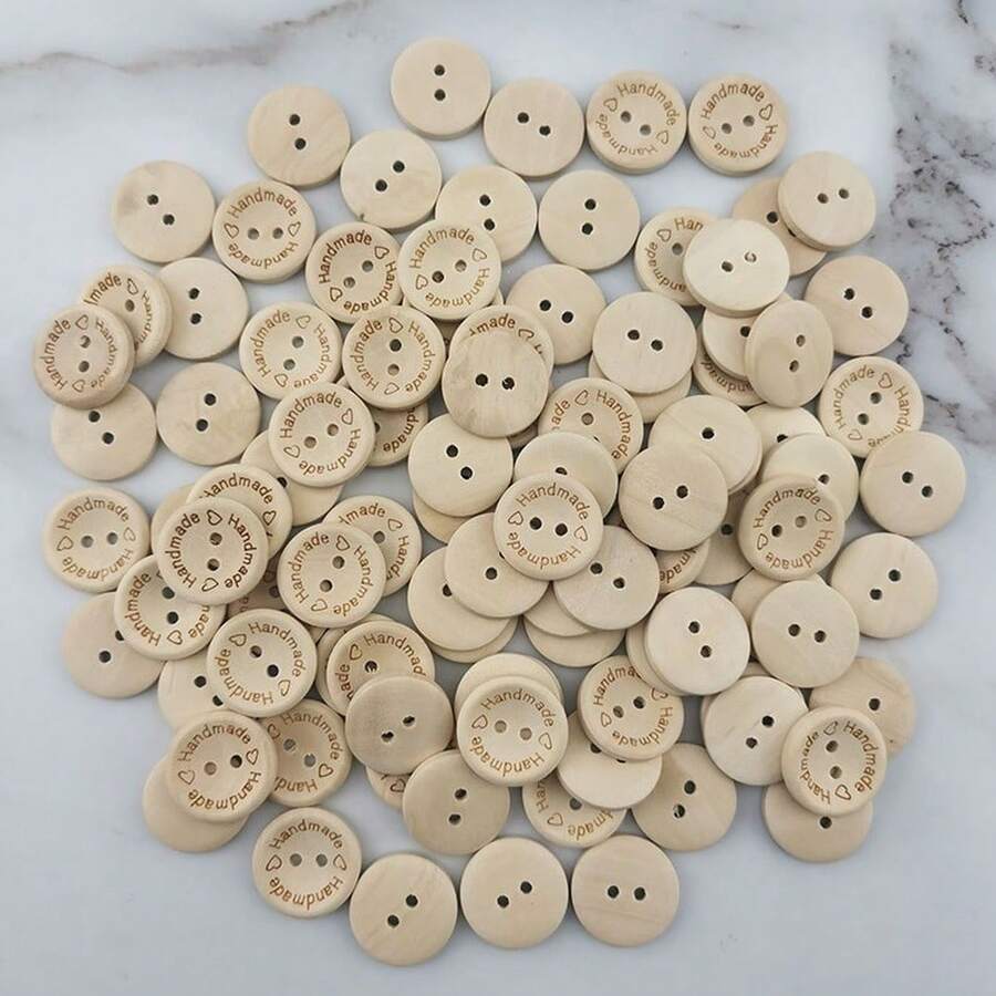 (100pcs/Bag) 2cm Round Double Hole Buttons Home Decor Handmade DIY Clothing Accessories
