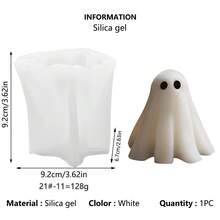 2 khuôn nến silicone hình ma Halloween, khuôn silicone làm thạch cao thơm hình ma Halloween - Trắng - Xem 8