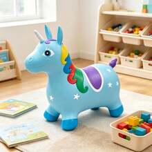 Unicornio Saltarín Inflable - Azul - Ver 4
