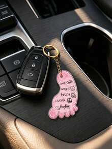 1pc Customized Foot-Shaped Acrylic Keychain, Personalized Text Date Weight Key Ring, Custom Commemorative Souvenir Gift, Suitable For Family - Multicolor - View 8
