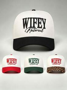 1pc Men Hat WIFEY Materiae Embroidered Two Tone Baseball Cap Adjustable Design Perfect For Parties, Hiking, Travel, And Sun Protection - Multicolor - View 2