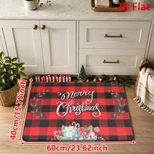 1/2/3pcs Christmas Theme Kitchen Rugs, Flannel Kitchen Rugs, Soft Comfortable Absorbent Non-Slip Machine Washable With Backing, Multi-Functional Home Floor Mats Suitable For Doorway, Living Room, Bedroom, Kitchen, Dining Room, Bathroom, Laundry Room, Entryway And Christmas Holiday Decoration - Multicolor - View 12