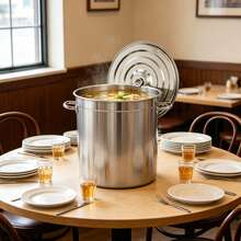 Silver 53Qt 201 Stainless Steel Stockpot With Lid Large Capacity Multi‑Function Soup Pot For Home Commercial Catering - View 4