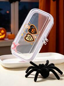 Transparent Hard Zipper Protective Box, Halloween Candy Storage Box, Halloween Spider Decoration, Candy Storage Box, PVC Travel Storage Bag Lightweight Anti-Fading, Makeup Toiletry Bag, Hard Plastic Zipper Bag, Transparent Zipper Bag, Plastic Storage Box, Portable Travel Box, Halloween Gift, Autumn Gift, Back To School Gift, Home Essential - Multicolor - View 7