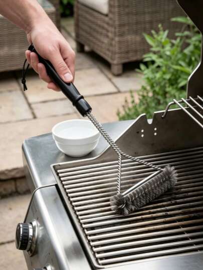 1Pc Stainless Steel BBQ Grill Cleaning Brush, Heavy Duty Grate Cleaner, Barbecue Grill Rack Scraper Tool