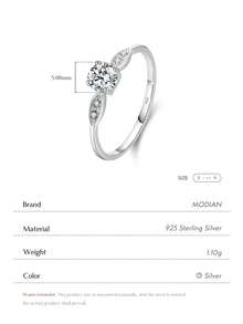 Cincin Pernikahan Romantis Modian Perak Sterling Asli 925 Zirkonia Bulat Cincin Jari Klasik untuk Wanita Hadiah Perhiasan Mewah untuk Pertunangan - Perak - View 3