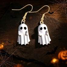 Halloween Alloy Ghost Ornament Pendant DIY Creative Funny Earrings - White - View 3