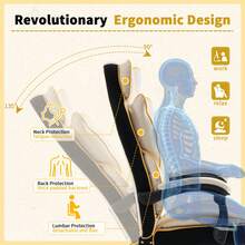 Ergonomic Desk Chair, Vanity Chair With Thickened PU Leather Cushion, Office Chairs For Computers And Soft Cushions, Suitable For Entertainment And Office - Gold - View 5
