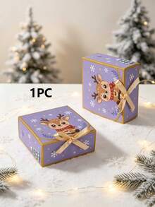 Christmas Reindeer Gift Boxes With Golden Ribbon Bow, Xmas Cartoon Paper Present Boxes Holiday Party Favor Packaging Boxes For Candy Small Gifts Cosmetics - View 9