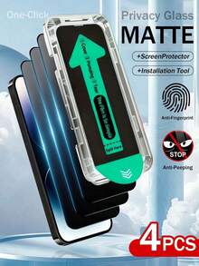 Yezodawee Matte Anti-Peeping Tempered Glass Screen Protector, With Installation Kit Auto-Alignment Kit, Compatible With IPhone 17/16/15/14/13/12/11/XS Max/XR Series, Full Coverage, Anti-Fingerprint, Anti-Drop, Anti-Scratch - Black - View 10