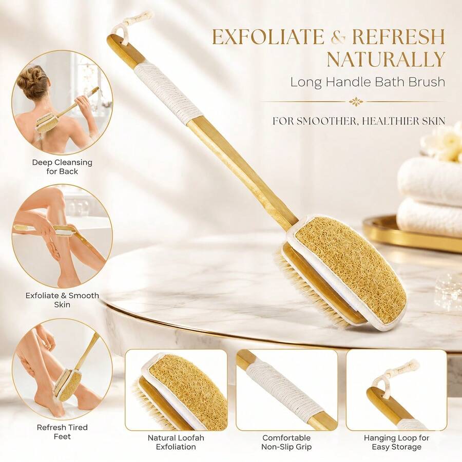 Long Handle Bath Brush And Shower Brush - Perfect For Cleaning Hard-To-Reach Areas, Comfortable Grip, Suitable For Elderly And Disabled People, No Power Required - View 1