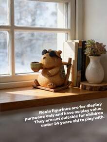 Capybara Desktop Ornaments, Creative Animal Resin Hand-Painted Workstation Decorations, Study Cabinet Decorations, Bedroom Balcony Courtyard Landscaping, Niche High-End Halloween And Christmas Gifts - 1PC - View 1