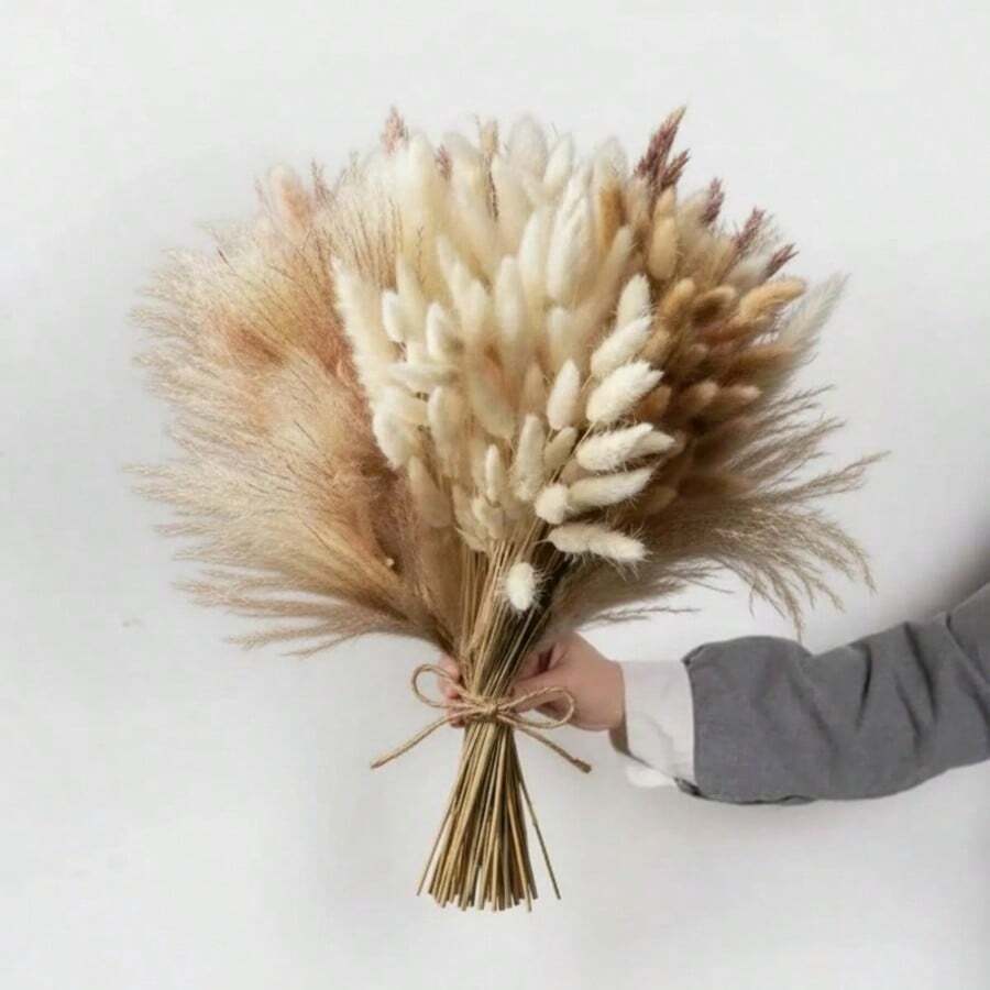 20/80/100/200pcs Brown Artificial Reed Grass Bouquet, Large Capacity Rabbit Tail Grass, 43.18cm Bohemian Style Artificial Fluffy Reed, Suitable For Home, Wedding, Event And Holiday Decoration (Christmas, Halloween, Easter, Thanksgiving)