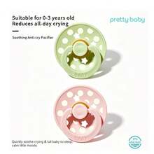 2pcs Baby Pacifiers, Breast-Like Design, Anti-Colic, Breathable, Pink And Blue, Macaron Color, 0-3 Years - Round - View 2