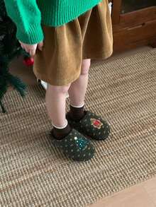 XIXITIAO Cute Christmas Doll Winter Closed‑Toe Home Slippers, Soft Sole Cozy Warm Indoor House Slippers - Green - View 8