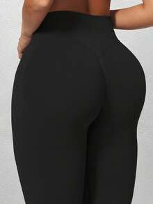 Yefecy Women's Seamless High Waist Leggings, Solid Color Opaque, High Elasticity Tummy Control Long Pants, Suitable For Running, Cycling, Yoga, Gym Workout And Daily Wear - Black - View 4