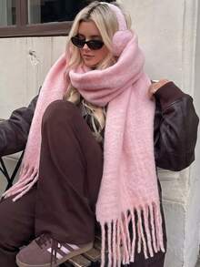 1pc Small Plaid Scarf, Soft And Warm, Suitable For Women To Match With Skirts In Autumn And Winter - Beige - View 5