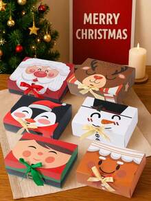 62/56pcs Exquisite Christmas Cartoon Theme Gift Box Set, Holiday Gift Party Atmosphere Gift Box, With Ribbon Christmas Gift Box, Christmas Gift Packaging Box, Including Santa Claus, Snowman, Reindeer, Gingerbread Man, Elk And Other Patterns, Exquisite Design, Suitable For Christmas Party, Christmas Decoration - Multicolor - View 4