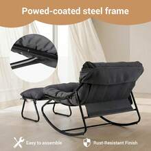 Bestdoor Outdoor Rocking Chair With Stool, Garden Rocking Chair With Cushion Waterproof Covers, Rust-Proof Frame, Non-Slip Feet, Side Pocket, Oversized Rocking Chair With Ottoman For Bedroom/Living Room - Dark Grey - View 3