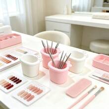 1pc Cute Cat Paw Nail Drill Bit Storage Box, Mini Dust Removal Polishing Head Display Rack, Nail Drill Bit Organizer Box, Nail Tool Storage Container, Multi-Function Nail Brush Cup - Multicolor - View 9