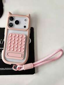 Fashion Creative Cat Ear Frame Transparent Phone Case + Lanyard+ Suction Cup Holder Phone Case Compatible With IPhone 18 Pro Max 18 Pro 17 Pro Max 17 Pro 16 Pro 16 Pro Max 15 Pro Max 15 Pro 14 Pro Max 14 Pro 13 Pro Max Plus Full Coverage Shockproof Protective Case Anti-Drop Shell - Pink - View 5