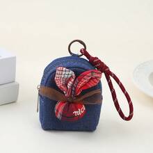 Cute Denim Rabbit Ear Mini Coin Purse, Vintage Zipper Small Wallet Keychain Bag Charm, Portable Earbud Storage Pouch With Lanyard Gift - Multicolor - View 4
