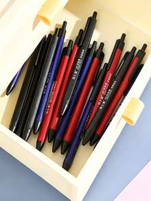 5/10/20pcs Retractable Ballpoint Pens, Medium Tip Smooth Writing Oil Ink Pens, Black Blue Red 3 Colors Optional, Large Capacity Student Office Writing Stationery, Office Learning Supplies, Back To School Gift For Friends - Sets - View 1