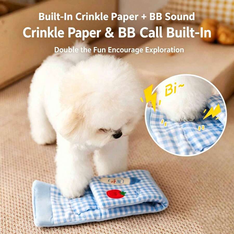 Pet Cartoon Wallet Dog & Cat Squeaky Toy With Crinkle Paper, Treat Dispensing Sniffing Puzzle Toy For Boredom Relief And Self-Entertainment - Multicolor - View 1