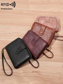 FOREVER MIYIN RFID Blocking Short Zip Purse For Women, Accordion Multi‑Card Slots Snap Button Wallet, Large Capacity Clear ID Slots With Wrist Strap For Daily Use - Multicolor - View 11