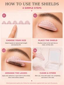 YSEN'S 10PCS/5 Pairs Self-Adhesive Lash Lift Pads, XS-XL 5 Sizes, Shell-Shaped Soft Flexible Silicone Lash Lift Shields, Easy To Clean & Reusable, With Storage Case - Baby Pink - View 4