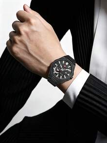 Never-Stop Men's Quartz Watch Octagonal Vertical Stripe Calendar Small Dial Metal Steel Band Business Men's Watch Multi-Color Suitable For Daily Wear And Various Holiday Gifts - one-size - View 4