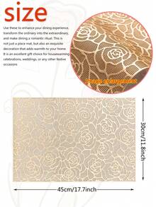 Tkvega • Home 2-12pcs Gold Rose Placemats, PVC Material Minimalist Style Foil Stamped Vase Mat, Washable, Easy To Clean, Wipeable, Non-Slip, Heat Resistant, Dining Table Mat, Suitable For Room Decor, Home Dining Table Decor, Home Decor, Ideal For Holidays, Parties, Birthdays, Weddings And Dinner Parties - Multicolor - View 4